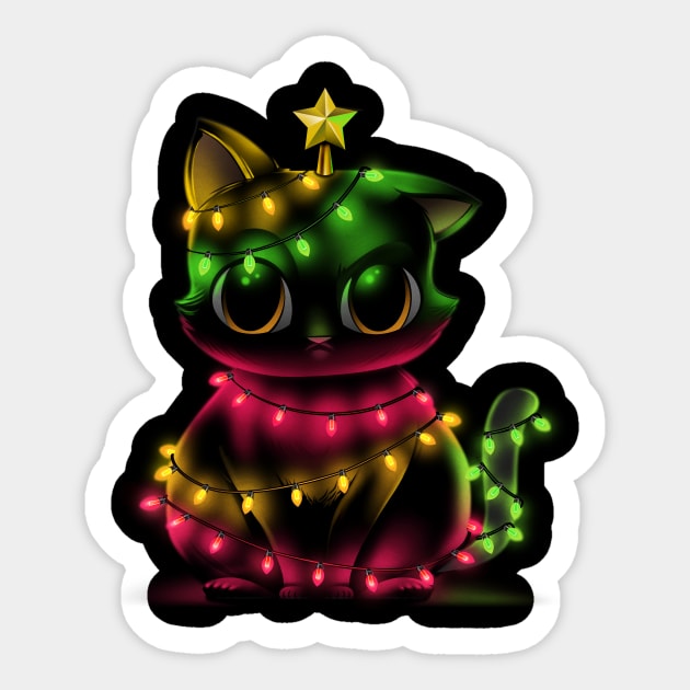 Meow Catmas Lights Ugly Sweater by Tobe Fonseca Sticker by Tobe_Fonseca